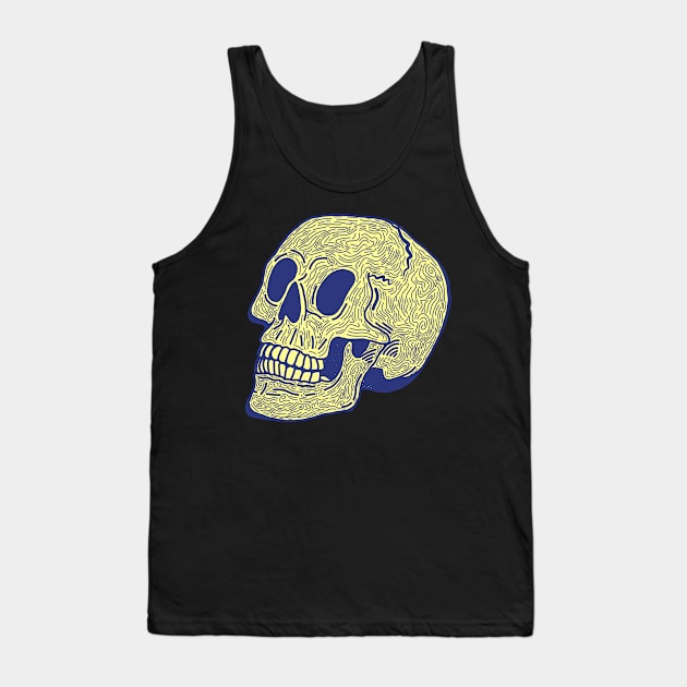 Skull Doodle (yellow) Tank Top by Vixie Hattori